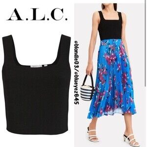A.L.C. Victoria Black Knit Tank Top L